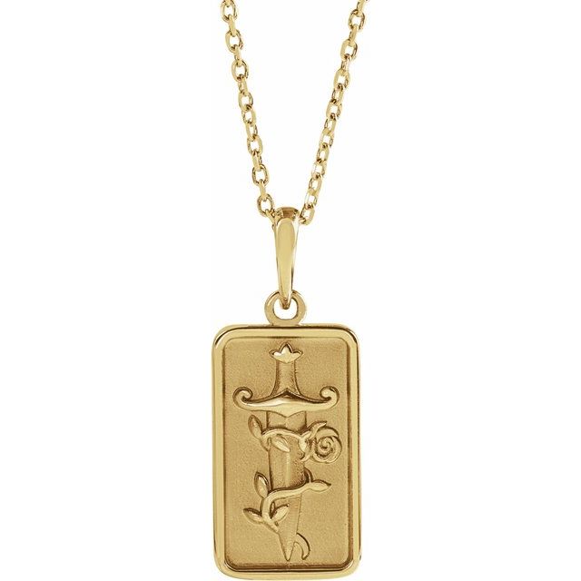 14K Yellow Dagger & Rose 16-18' Necklace