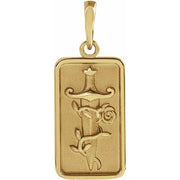 14K Yellow Dagger & Rose Pendant