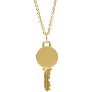 14K Yellow Engravable Key 16-18' Necklace