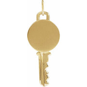 14K Yellow Engravable Key Pendant