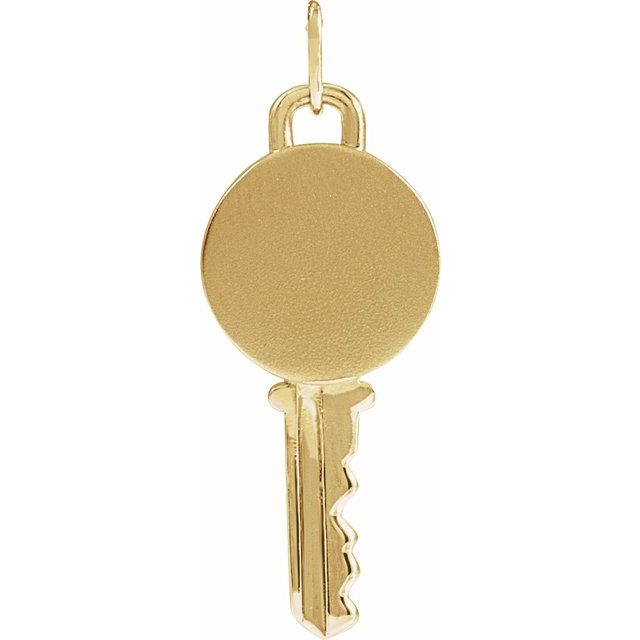 14K Yellow Engravable Key Pendant