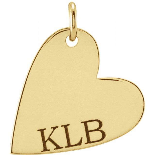 14K Yellow Engravable Sideways Heart Pendant