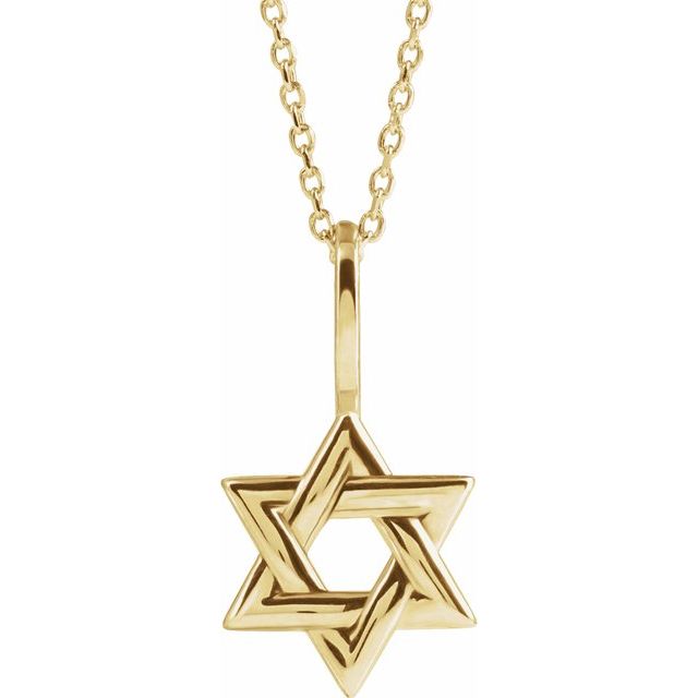 14K Yellow Star of David 16-18' Necklace