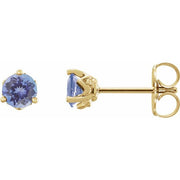 14K Yellow 4 mm Natural Tanzanite Earrings