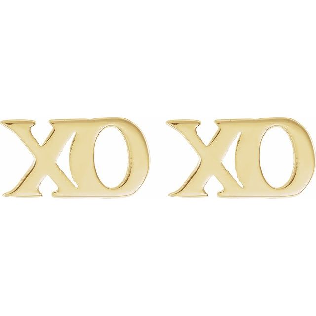 14K Yellow Petite 'xo' Stud Earrings