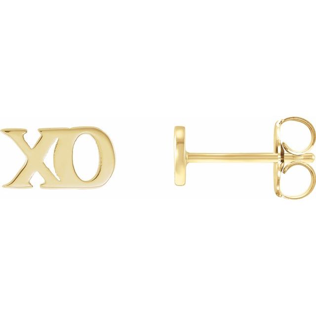 14K Yellow Petite 'xo' Stud Earrings