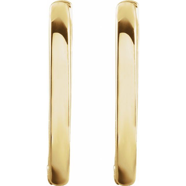 14K Yellow Elongated Oval 14 mm Hoop Earrings