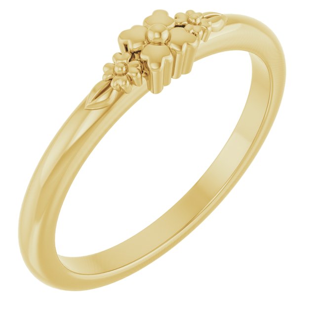 14k Yellow Floral Stackable Ring
