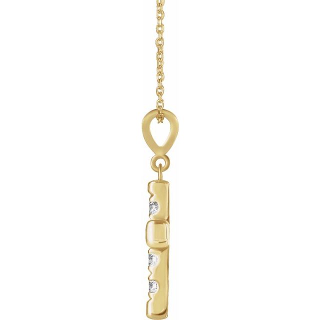 14K Yellow 3/4 CTW Natural Diamond French-Set Cross 16-18' Necklace