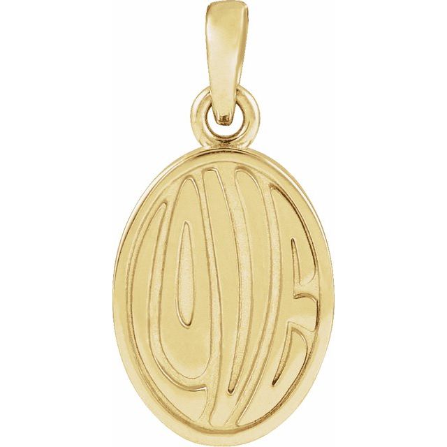 14K Yellow Retro 'Love' Pendant