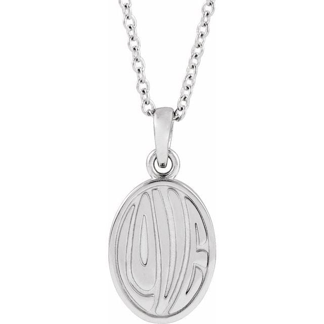 Sterling Silver Retro 'Love' 16-18' Necklace