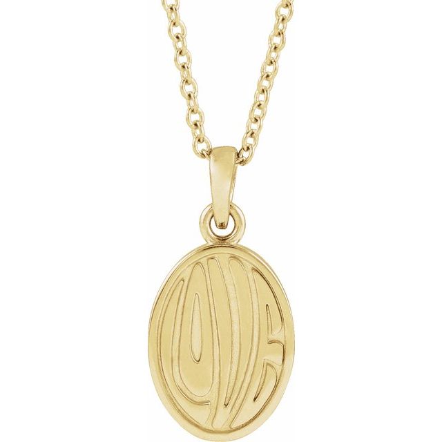 14K Yellow Retro 'Love' 16-18' Necklace