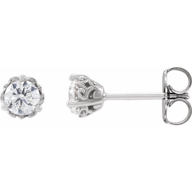 14K White 1/2 CTW Lab-Grown Diamond Vintage-Inspired Earrings