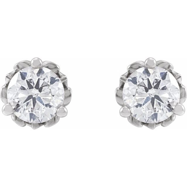 14K White 1/2 CTW Lab-Grown Diamond Vintage-Inspired Earrings