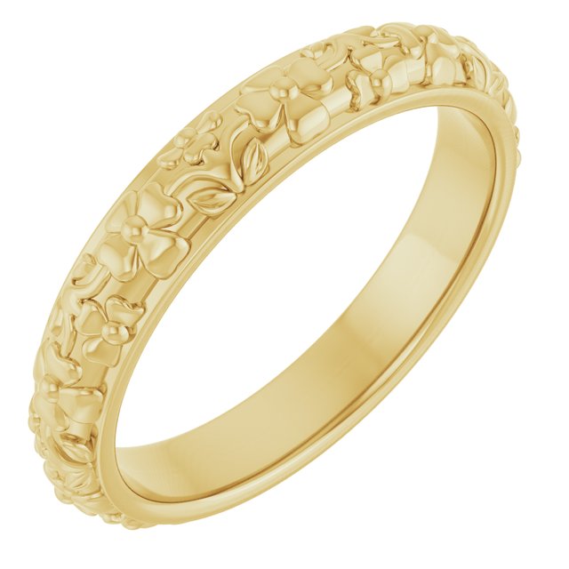 14K Yellow Floral Band Size 7