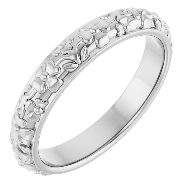 14K White Floral Band Size 7