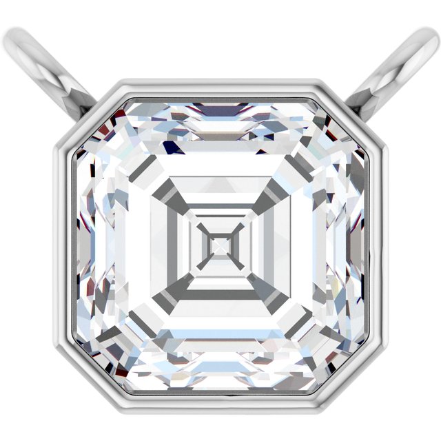 14K White 1 CT Lab-Grown Diamond Necklace Center