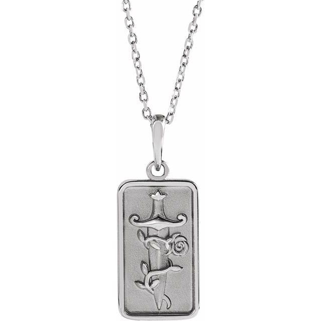 Sterling Silver Dagger & Rose 16-18' Necklace