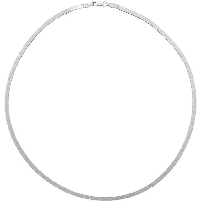 14k White 2.8 Mm Flexible Herringbone 16' Chain