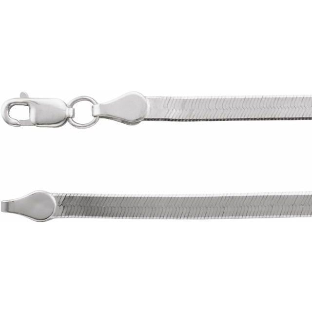 14K White 4.6 mm Flexible Herringbone 7' Chain