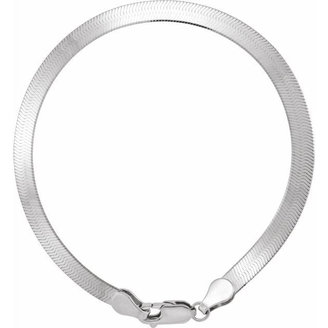 14K White 4.6 mm Flexible Herringbone 7' Chain