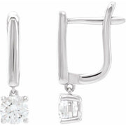 14k White 1 Ctw Lab-grown Diamond Lever Back Earrings