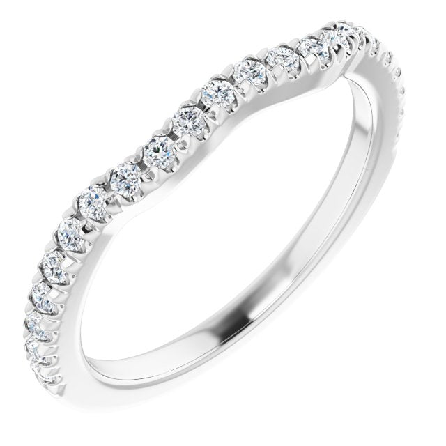14K White 1/4 Natural Diamond French-Set Matching Band