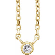 14K Yellow .03 CT Natural Diamond Solitaire 16-18' Necklace
