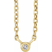 14K Yellow .015 CT Natural Diamond Solitaire 16-18' Necklace