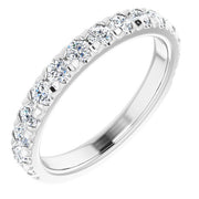 14K White 9/10 CTW Natural Diamond French-Set Matching Band