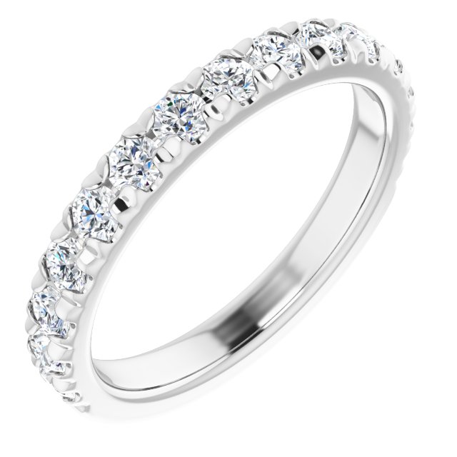 14K White 9/10 CTW Natural Diamond French-Set Matching Band