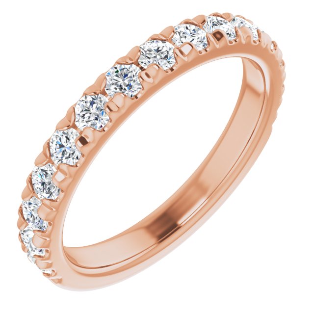 14k Rose 9/10 Ctw Natural Diamond French-set Matching Band