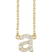 14K Yellow 1/8 CTW Natural Diamond Lowercase Initial A 16' Necklace