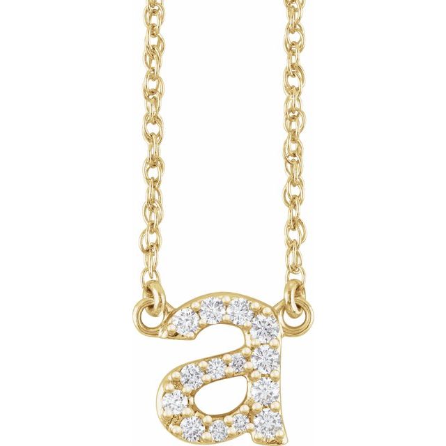 14K Yellow 1/8 CTW Natural Diamond Lowercase Initial A 16' Necklace
