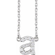 14K White 1/8 CTW Natural Diamond Lowercase Initial A 16' Necklace
