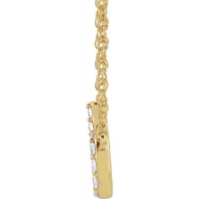 14K Yellow 1/8 CTW Natural Diamond Lowercase Initial B 16' Necklace