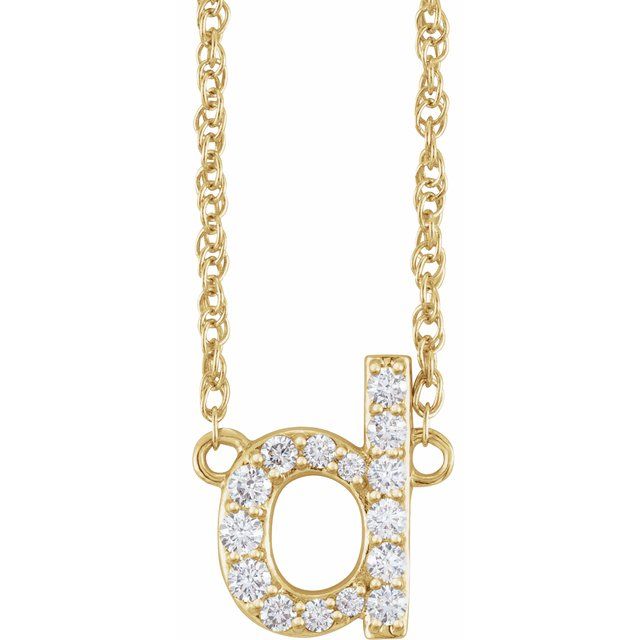 14K Yellow 1/8 CTW Natural Diamond Lowercase Initial D 16' Necklace