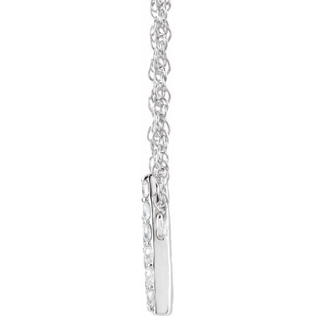 14K White 1/8 CTW Natural Diamond Lowercase Initial D 16' Necklace