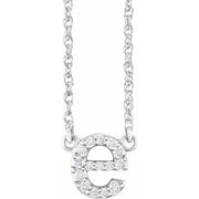 14K White .08 CTW Natural Diamond Lowercase Initial E 16' Necklace