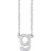 14K White 1/6 CTW Natural Diamond Lowercase Initial G 16' Necklace
