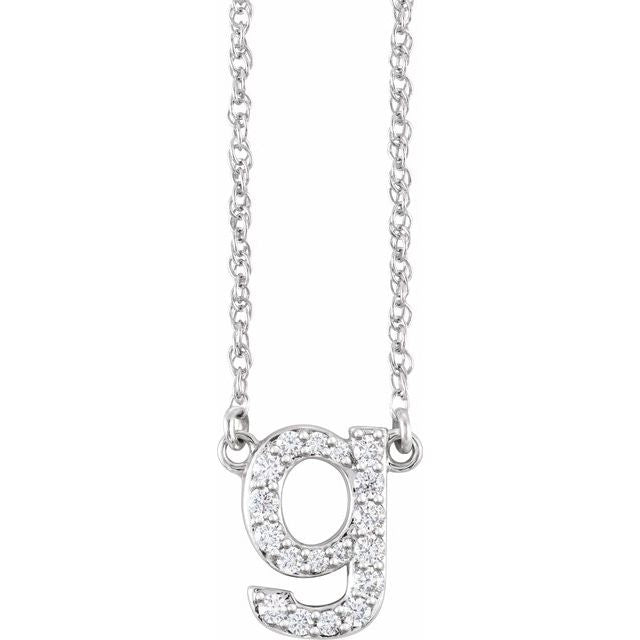 14K White 1/6 CTW Natural Diamond Lowercase Initial G 16' Necklace