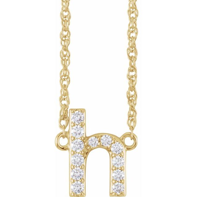 14K Yellow 1/8 CTW Natural Diamond Lowercase Initial H 16' Necklace