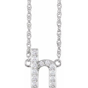 14K White 1/8 CTW Natural Diamond Lowercase Initial H 16' Necklace