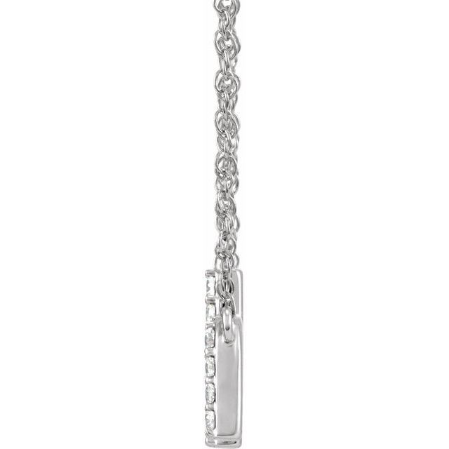 14K White 1/8 CTW Natural Diamond Lowercase Initial H 16' Necklace