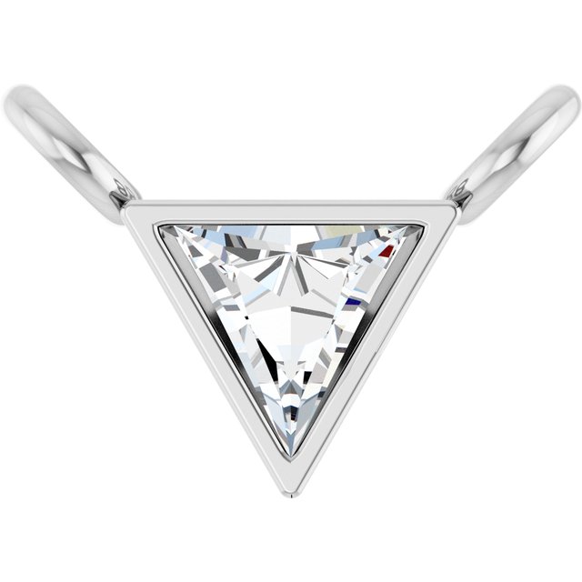 14K White .06 CT Natural Diamond Bezel-Set Necklace Center