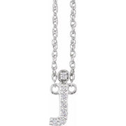14K White .06 CTW Natural Diamond Lowercase Initial J 16' Necklace