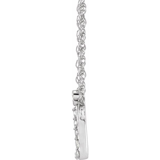 14K White .06 CTW Natural Diamond Lowercase Initial J 16' Necklace