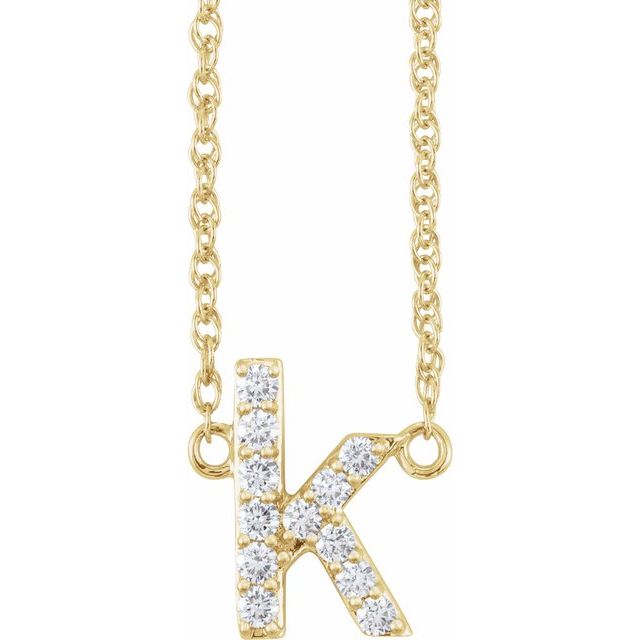 14K Yellow 1/8 CTW Natural Diamond Lowercase Initial K 16' Necklace