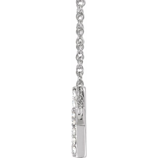 14k White 1/8 Ctw Natural Diamond Lowercase Initial K 16' Necklace