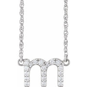 14K White 1/6 CTW Natural Diamond Lowercase Initial M 16' Necklace